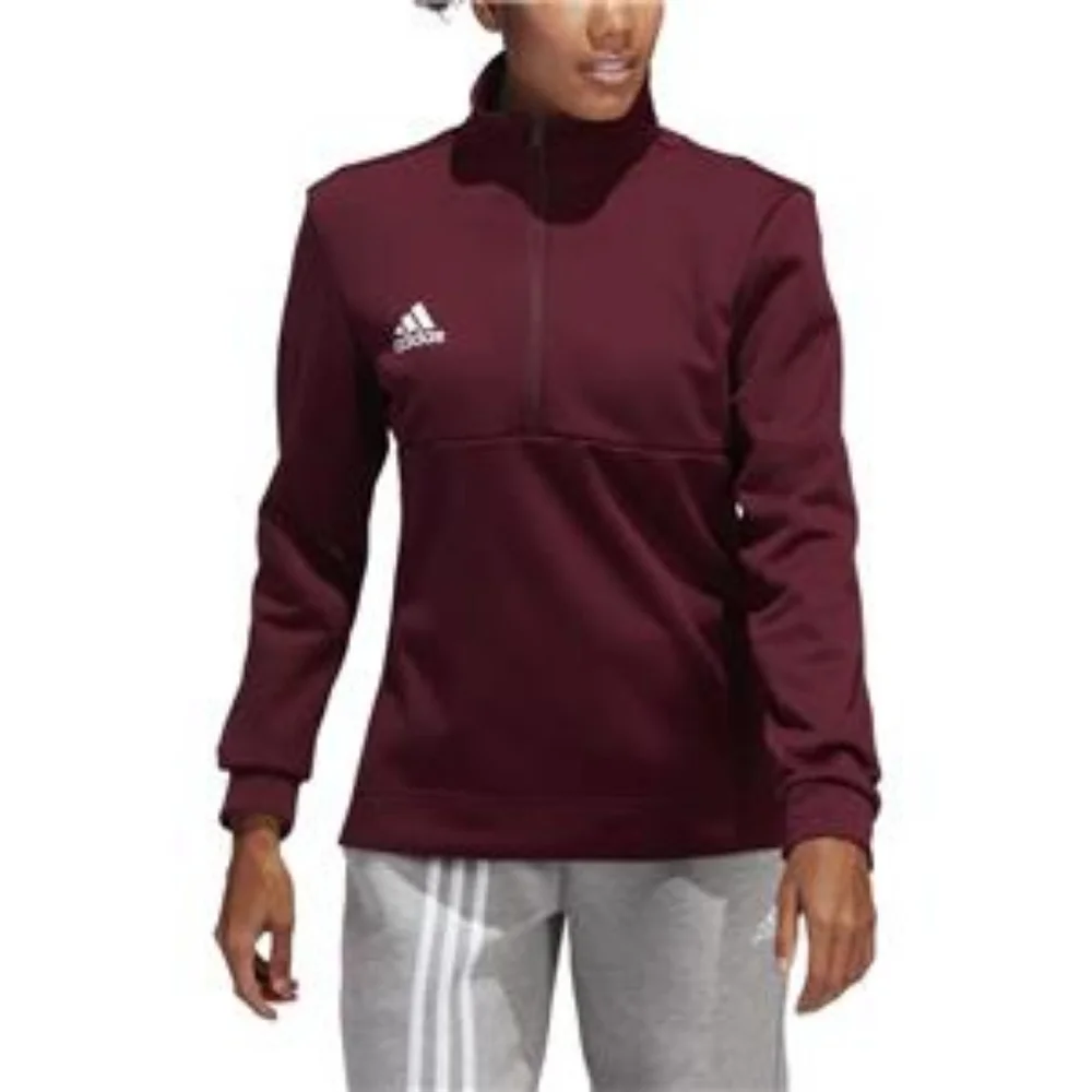 Adidas Team 1/4 Zip Pull Over Jersey Shirt Maroon w/ White Logo Medium NWT - Picture 2 of 8